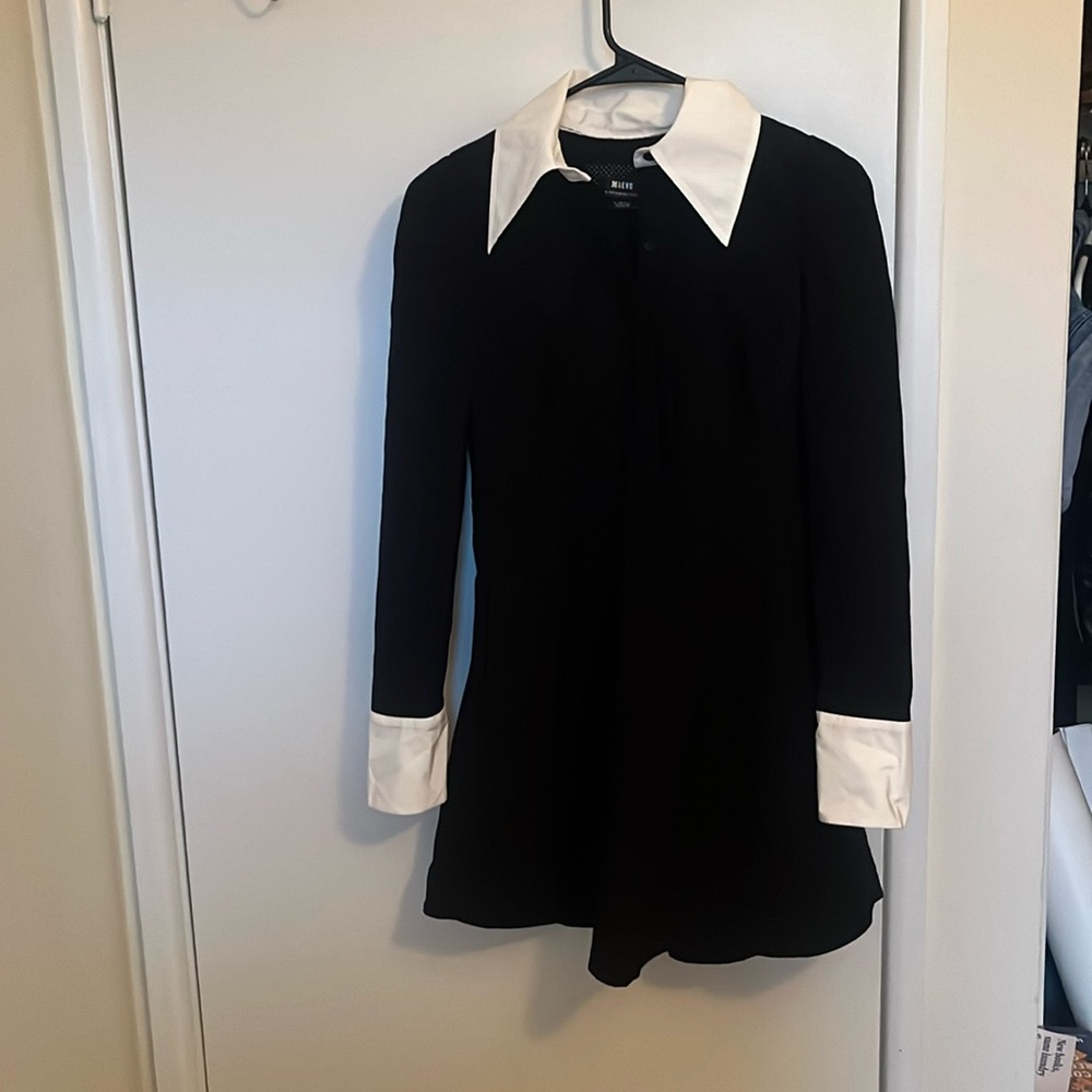 Anthropology Black and White Mini Dress